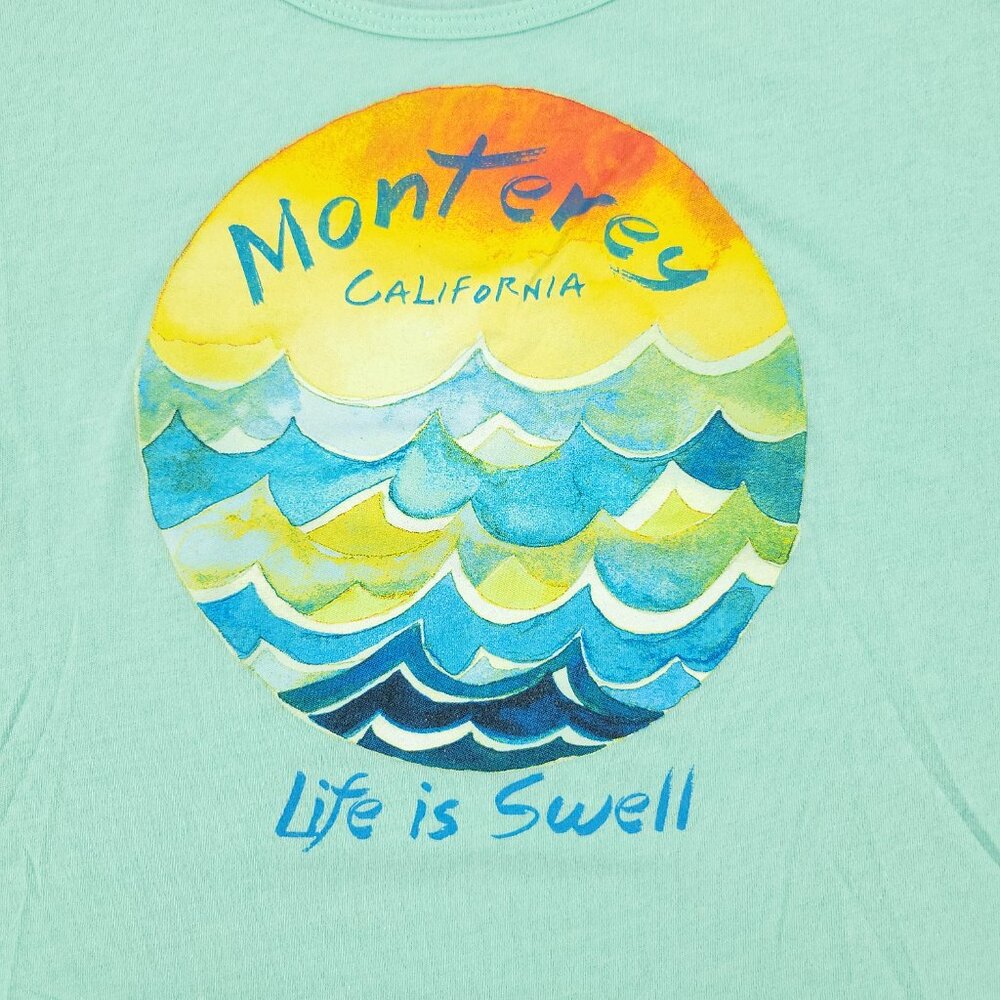 Monterey California Shirt Women's Small Green Life Is Well Graphic Short Sleeve - Picture 2 of 13